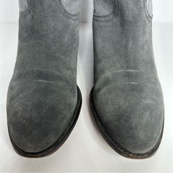Zadig & Voltaire Teddy Ankle Booties Genuine Suede Canvas Raw Hem Zip Back Grey - Picture 3 of 16